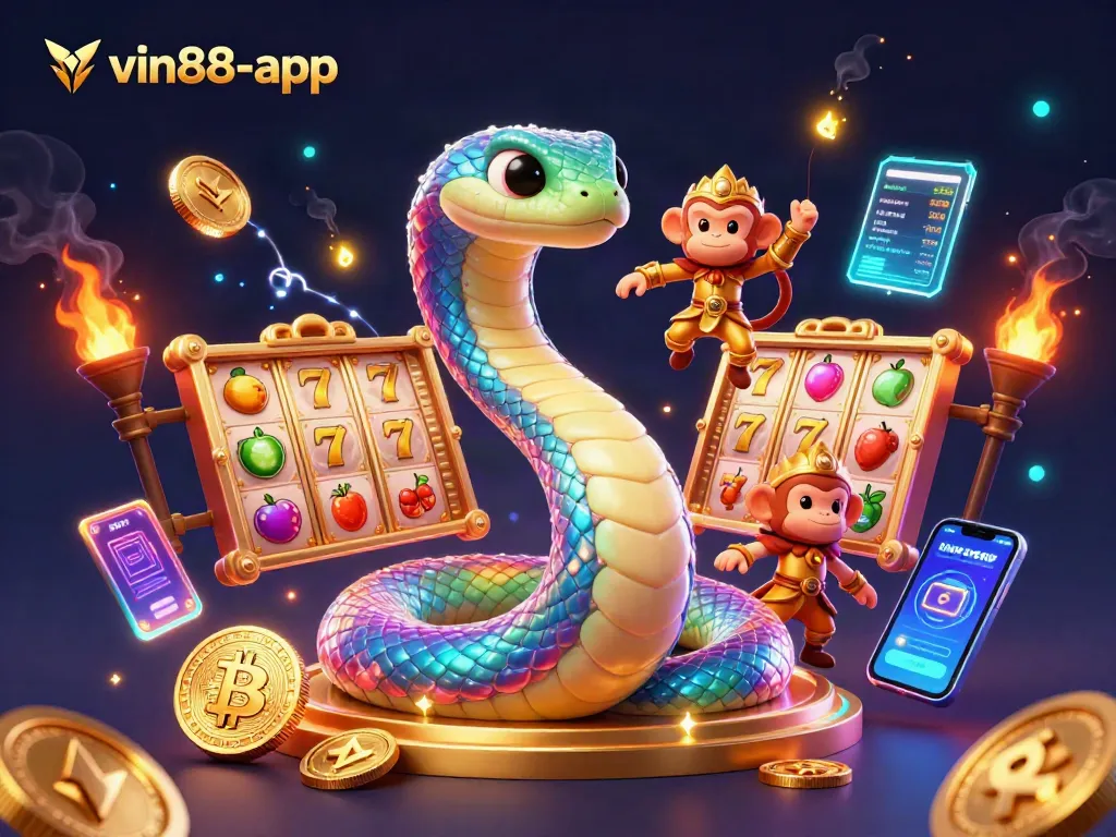 Win big with vin88-app while playing vibrant slot games in an energetic casino scene.