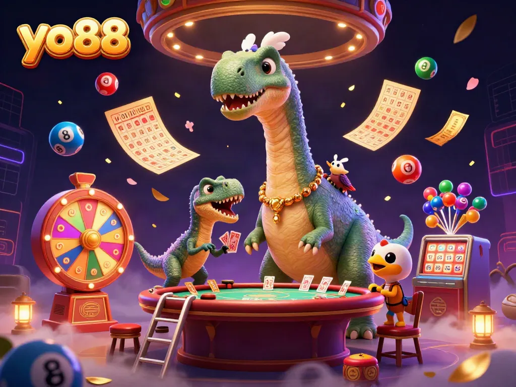 Experience the thrilling world of yo88 with a vibrant scene featuring fantasy characters and casino elements.