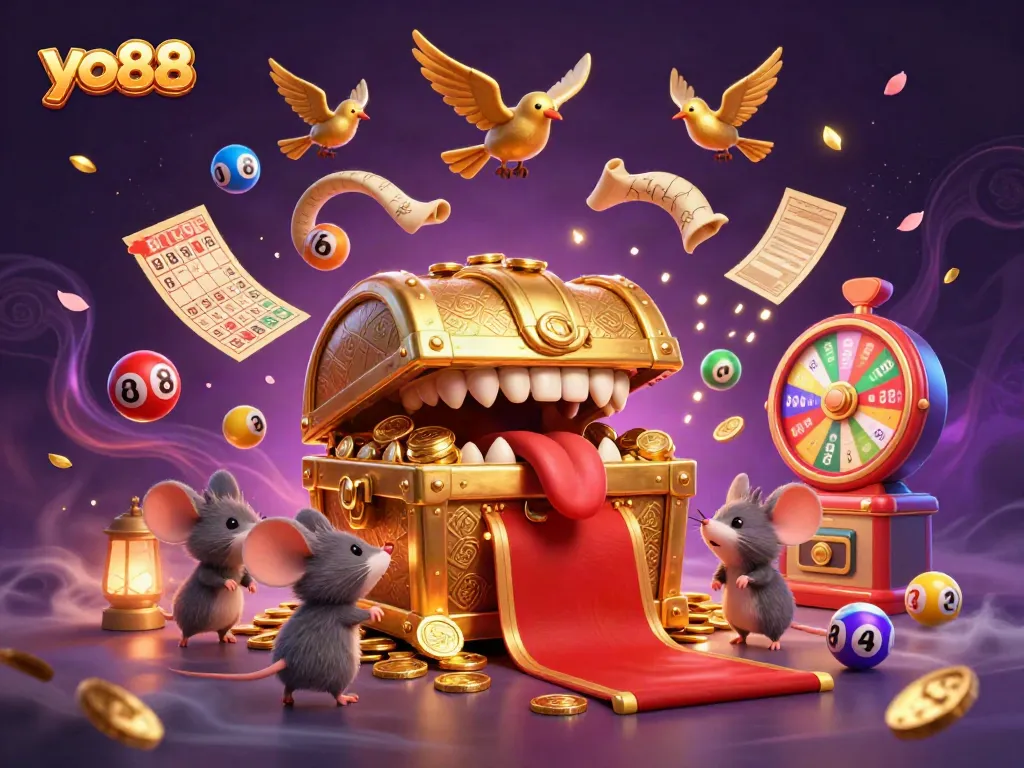 yo88 captures the excitement of gaming with colorful elements and adorable characters in a vibrant 3D illustration.