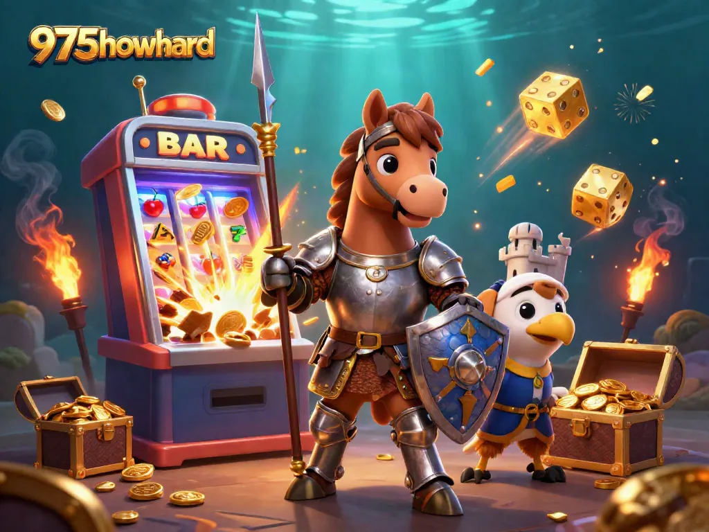 Experience thrilling wins at 975howard with a medieval knight and jackpot symbols.